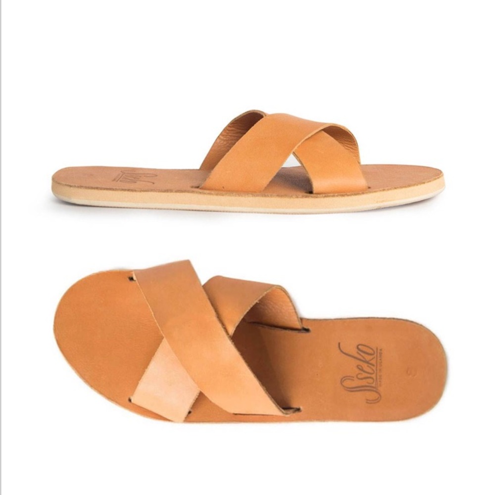 Sseko Crossover Slide in Caramel